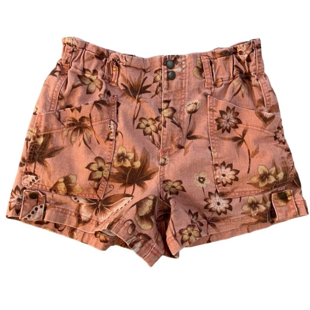 Anthropologie Jessie Printed Utility Shorts Peach Butterfly Floral 10 - Picture 4 of 10